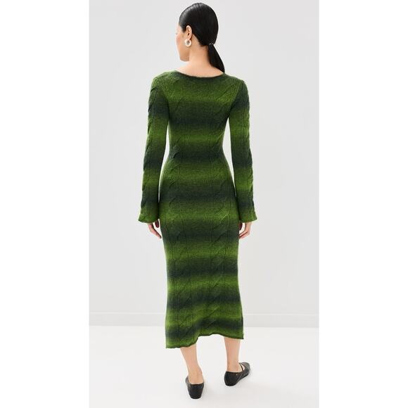 NWT Alohas Trenza Green Knit Maxi Dress Wool Mohair Blend Long Sleeve S - Picture 2 of 14